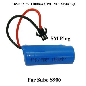 18500 1100mah 3.7v sm 15c battery for subo s900 rc helicopter drone