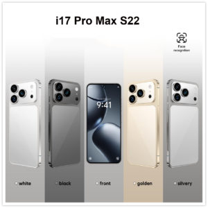 i17 Pro Max S22 4G smartphone with 6.6-inch mid-hole display, 3GB RAM, 16GB ROM, 3800mAh battery, front view showing full screen and design